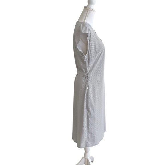 Athleta Newport Wrap Dress City Stripe Black/Sea Salt Medium - Picture 8 of 13